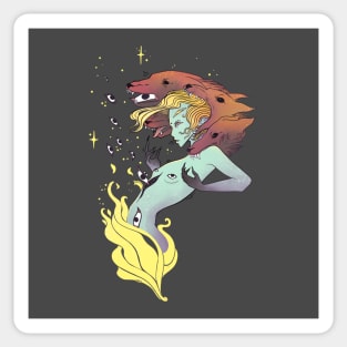 Fire Witch With Wolves Sticker